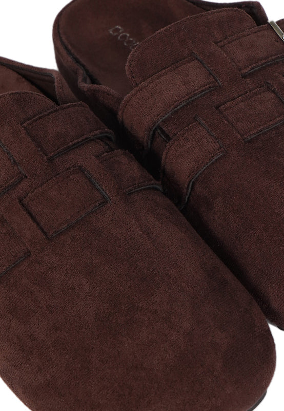 Brown Suede Buckle Sandals