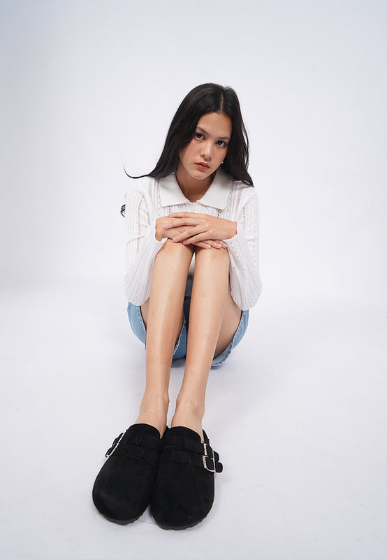 Black Suede Buckle Sandals