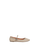 Single Buckle Flat Shoes Light Brown