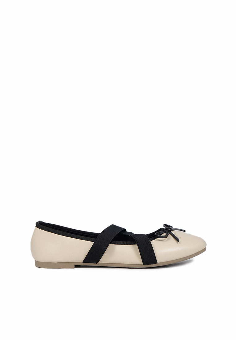Beige Strap Ballet Flats