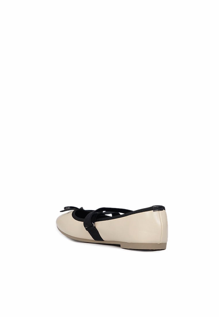 Beige Strap Ballet Flats