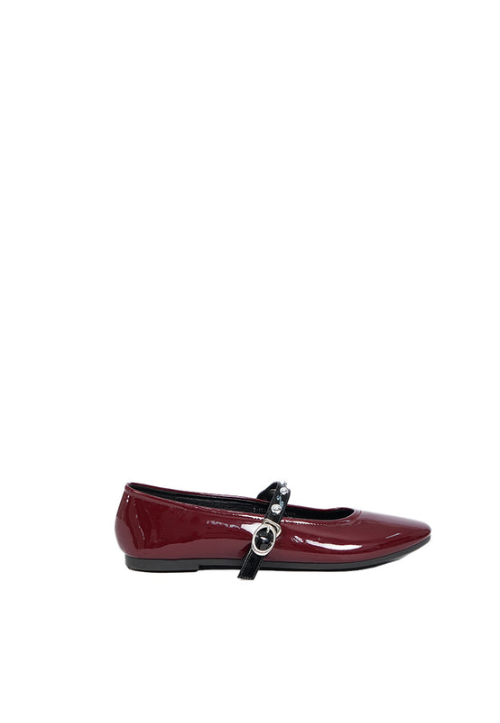 Burgundy Strap Flats