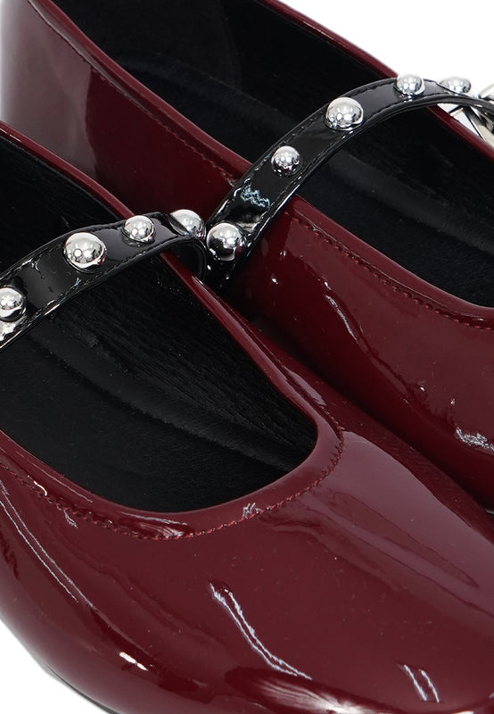 Burgundy Strap Flats