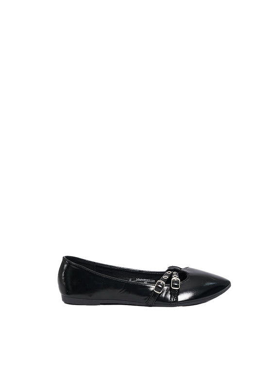 Black Buckle Flats