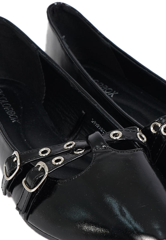 Black Buckle Flats