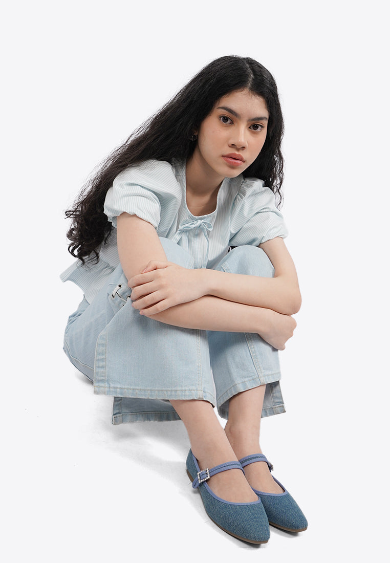 Denim Blue Flat Shoes