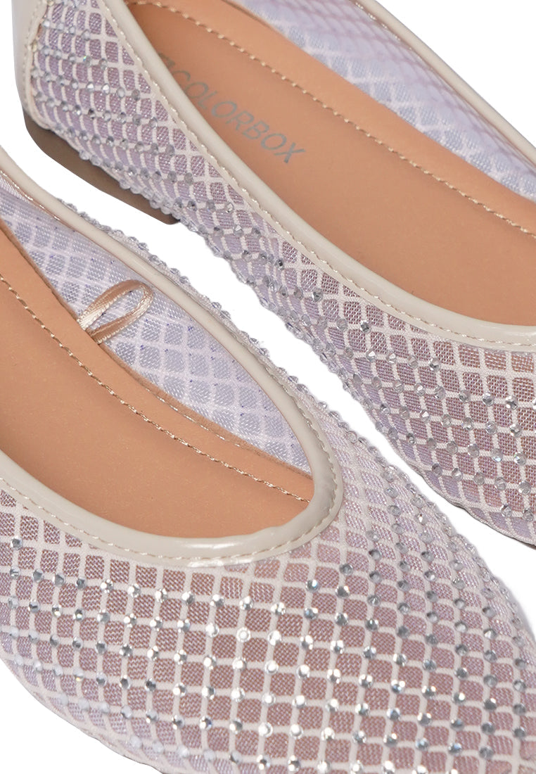 Cream Flat Shoes