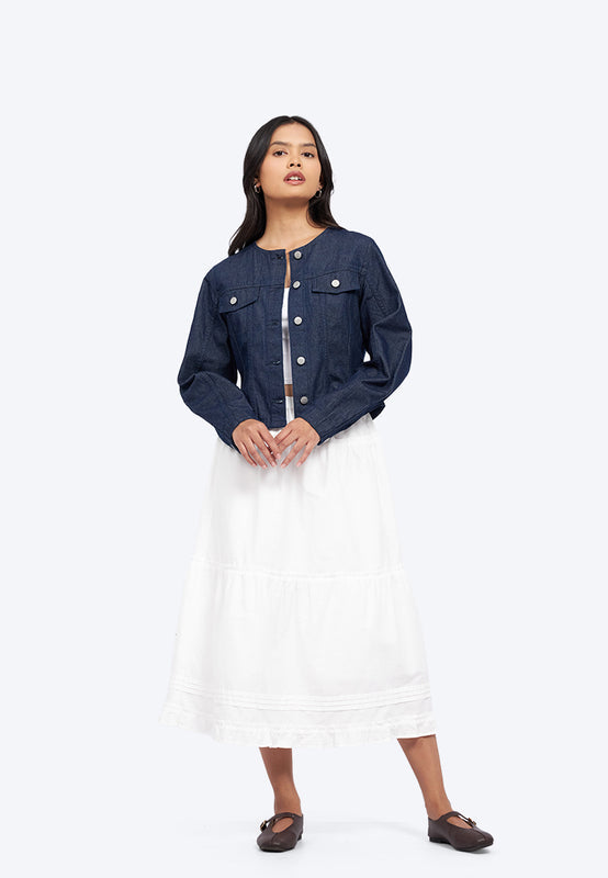 Round Neck Denim Jacket