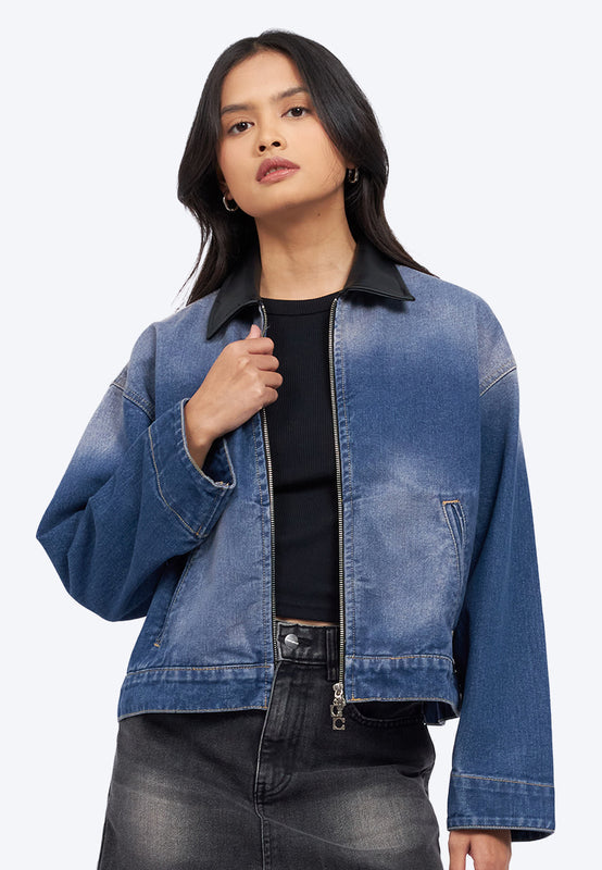 Contrast Collar Denim Jacket