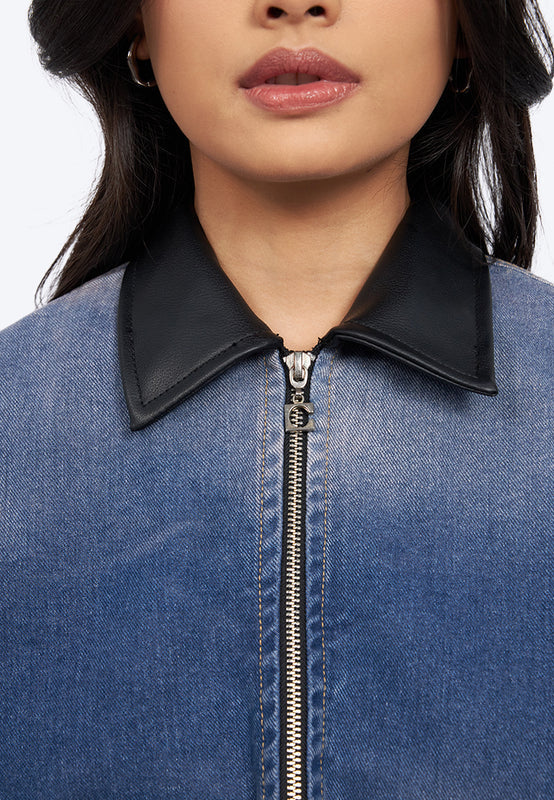 Contrast Collar Denim Jacket