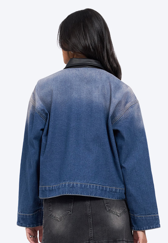 Contrast Collar Denim Jacket