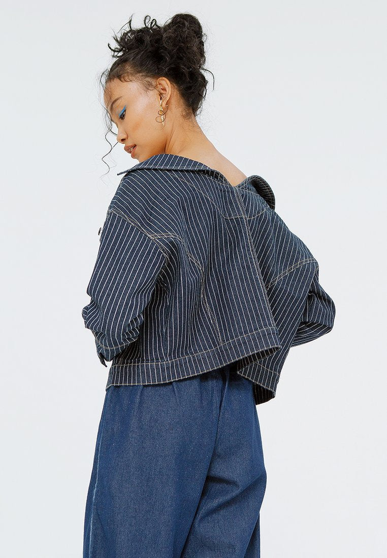 Oversized Stripe Denim Jacket