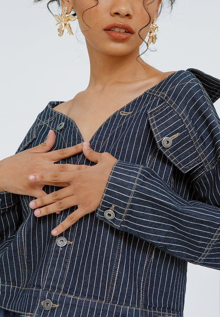 Oversized Stripe Denim Jacket