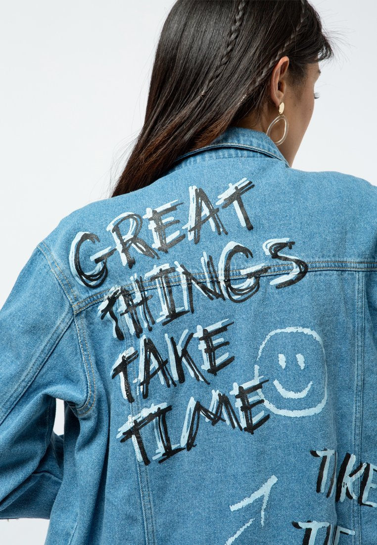 Oversized Printed Denim Jacket