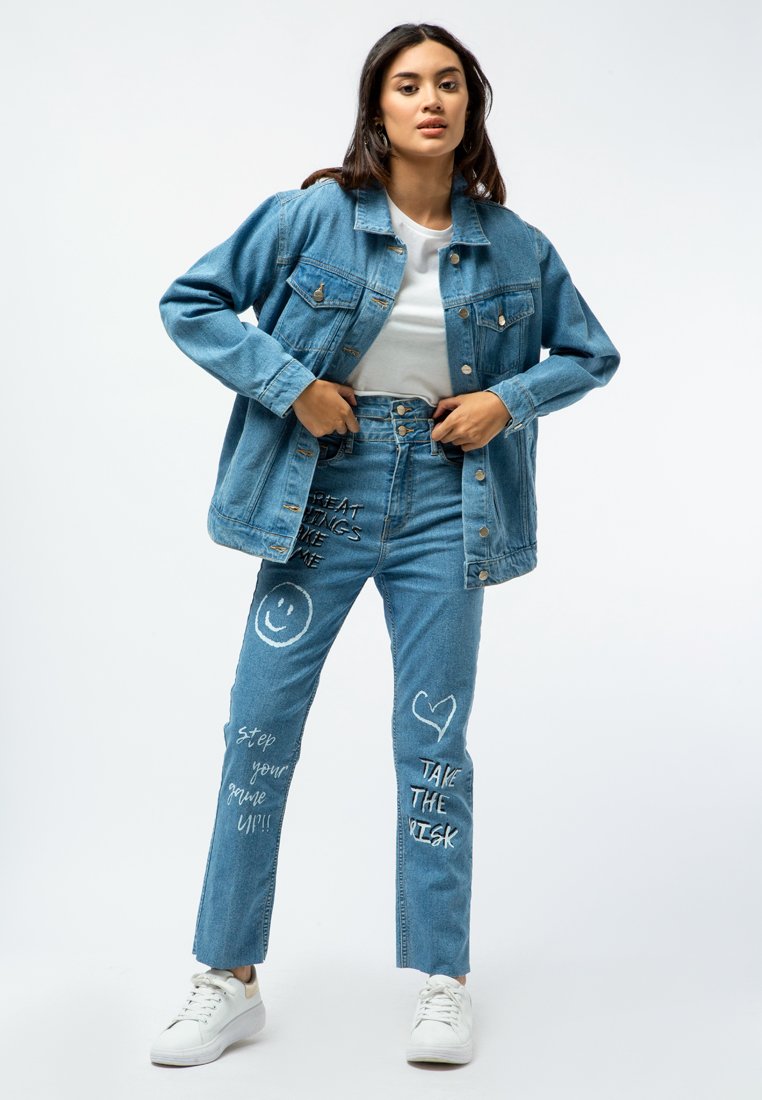 Oversized Printed Denim Jacket