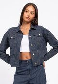 Stripes Boxy Denim Jacket