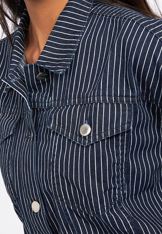 Stripes Boxy Denim Jacket