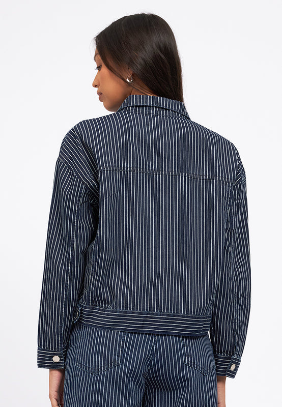 Stripes Boxy Denim Jacket