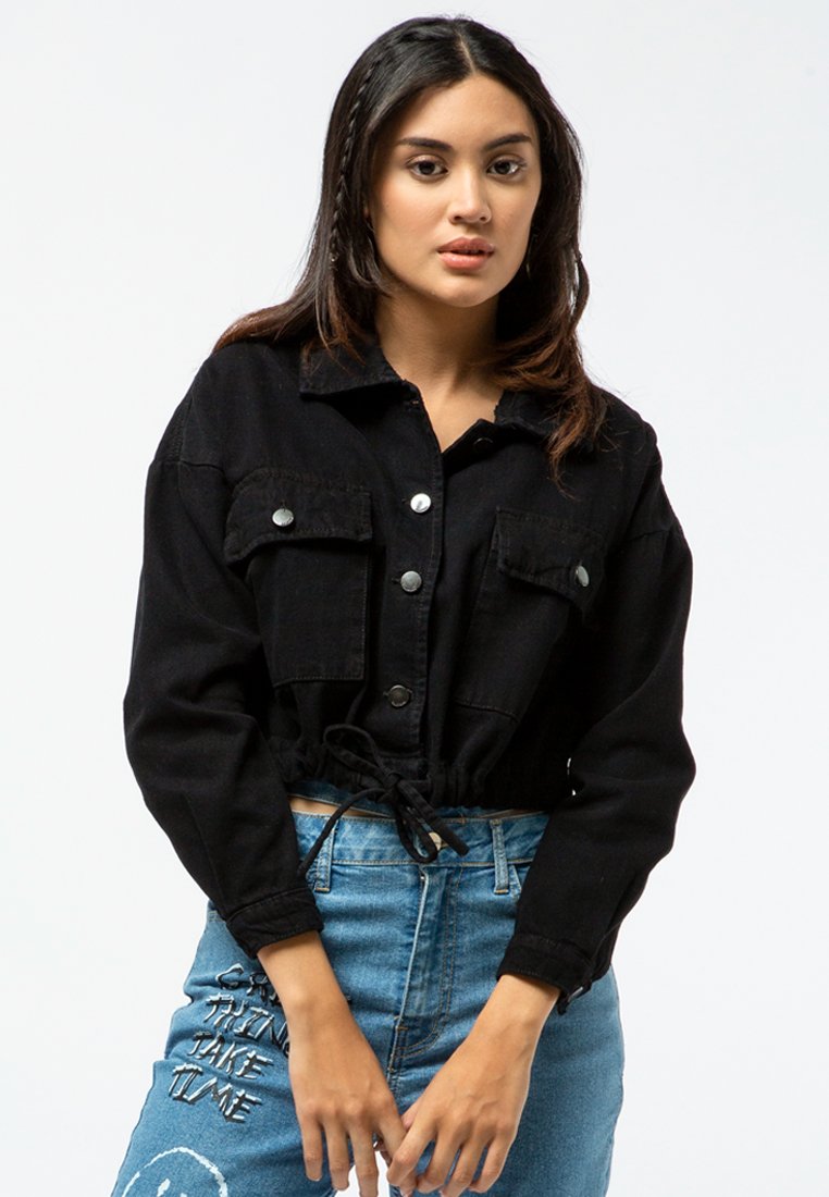 Drawstring Denim Jacket