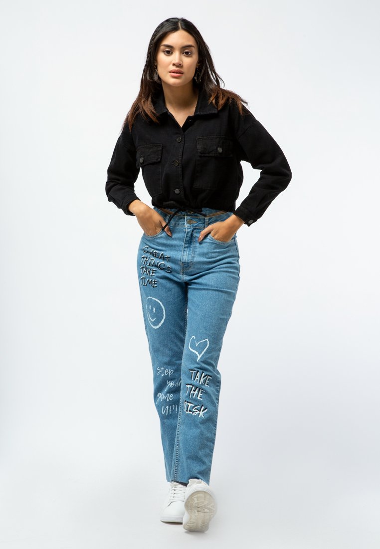 Drawstring Denim Jacket