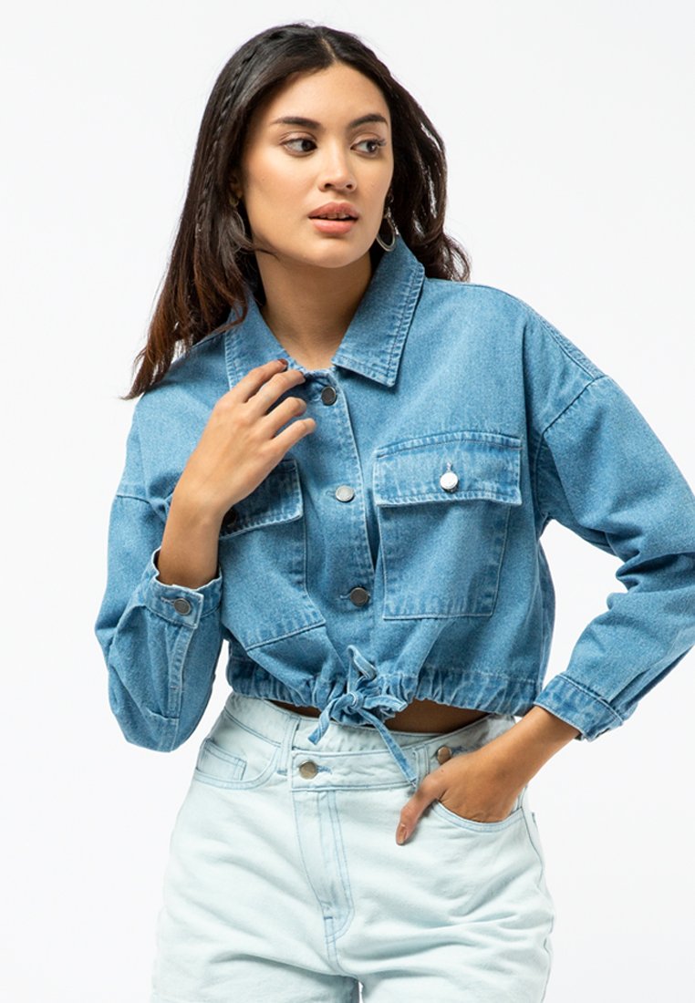 Drawstring Denim Jacket