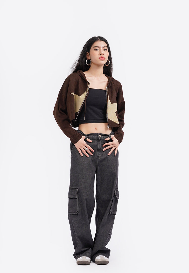 Star Patched Hooded Jacket