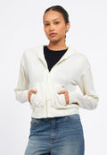 Long Sleeves Zip Up Knit Jacket