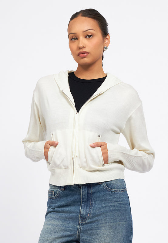 Long Sleeves Zip Up Knit Jacket