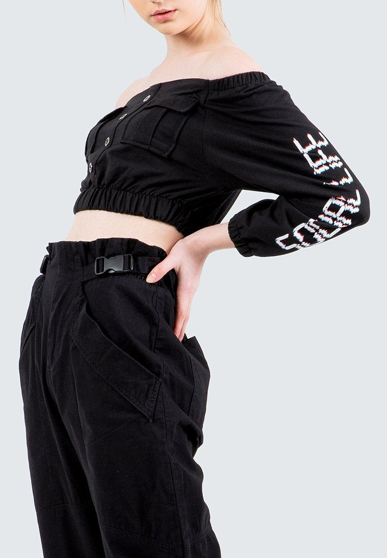 Glitch Printed Crop Jacket