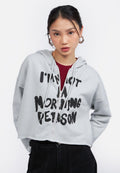 Cropped Graphic Hoodie Jacket