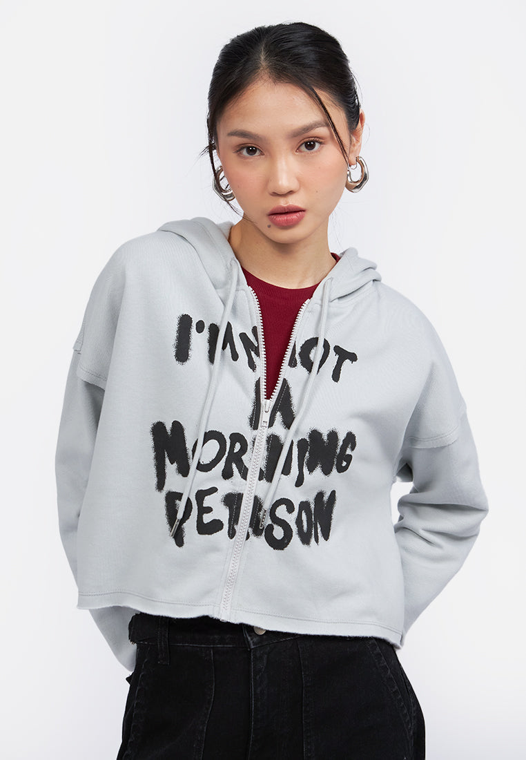 Cropped Graphic Hoodie Jacket