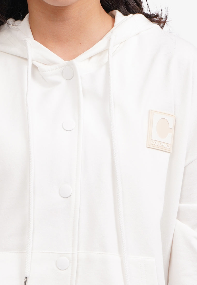 Button Up Hoodie Jacket Off White