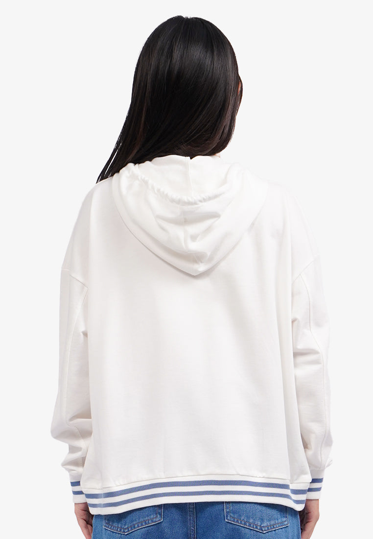 Button Up Hoodie Jacket Off White