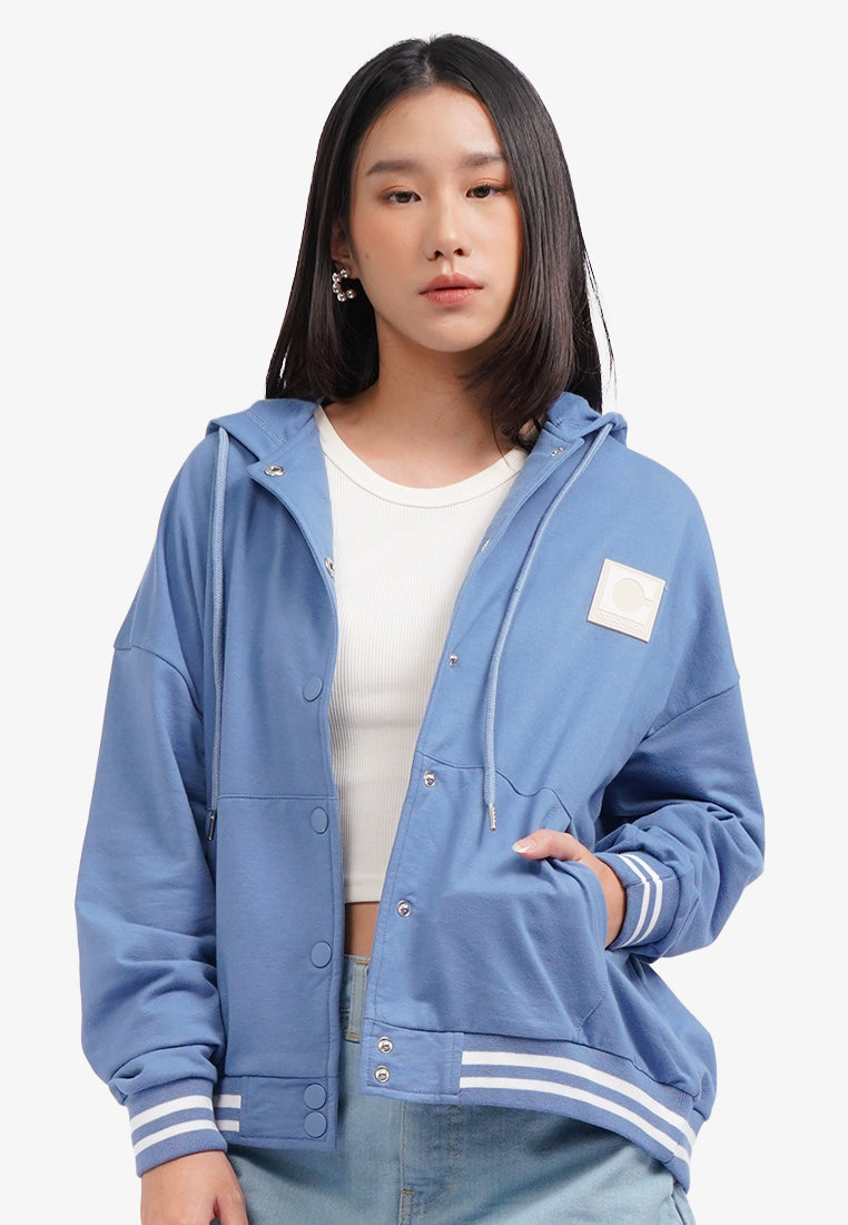 Button Up Hoodie Jacket Blue