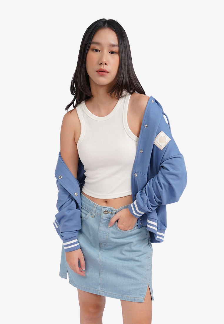 Button Up Hoodie Jacket Blue