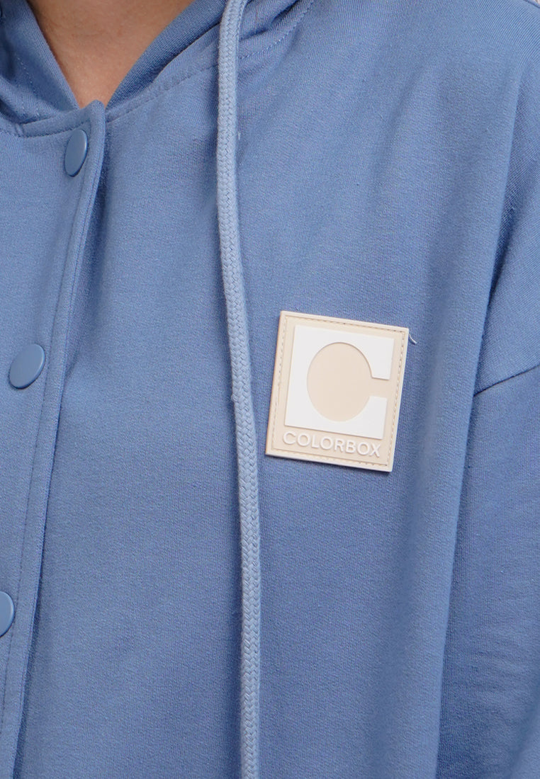 Button Up Hoodie Jacket Blue
