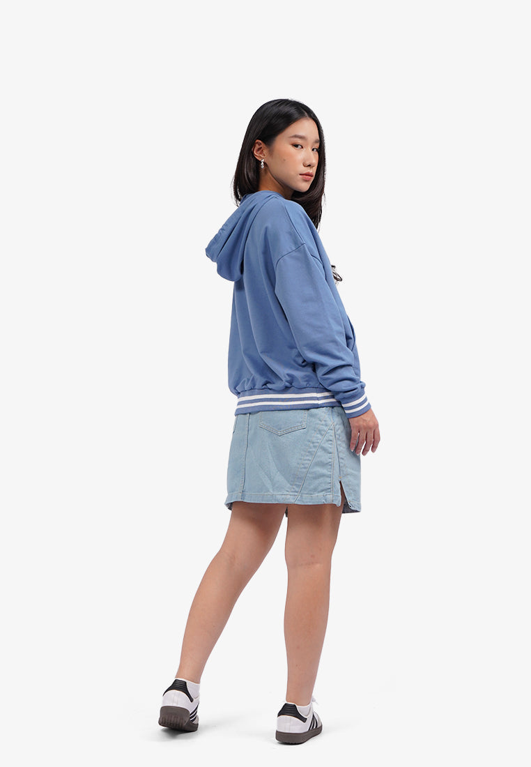 Button Up Hoodie Jacket Blue