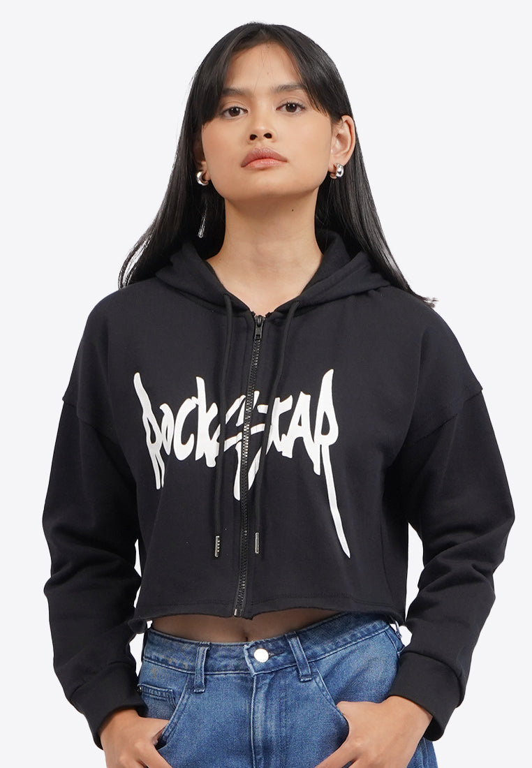 Graohic Crop Hoodie Jacket