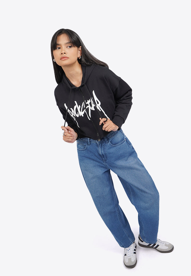 Graohic Crop Hoodie Jacket