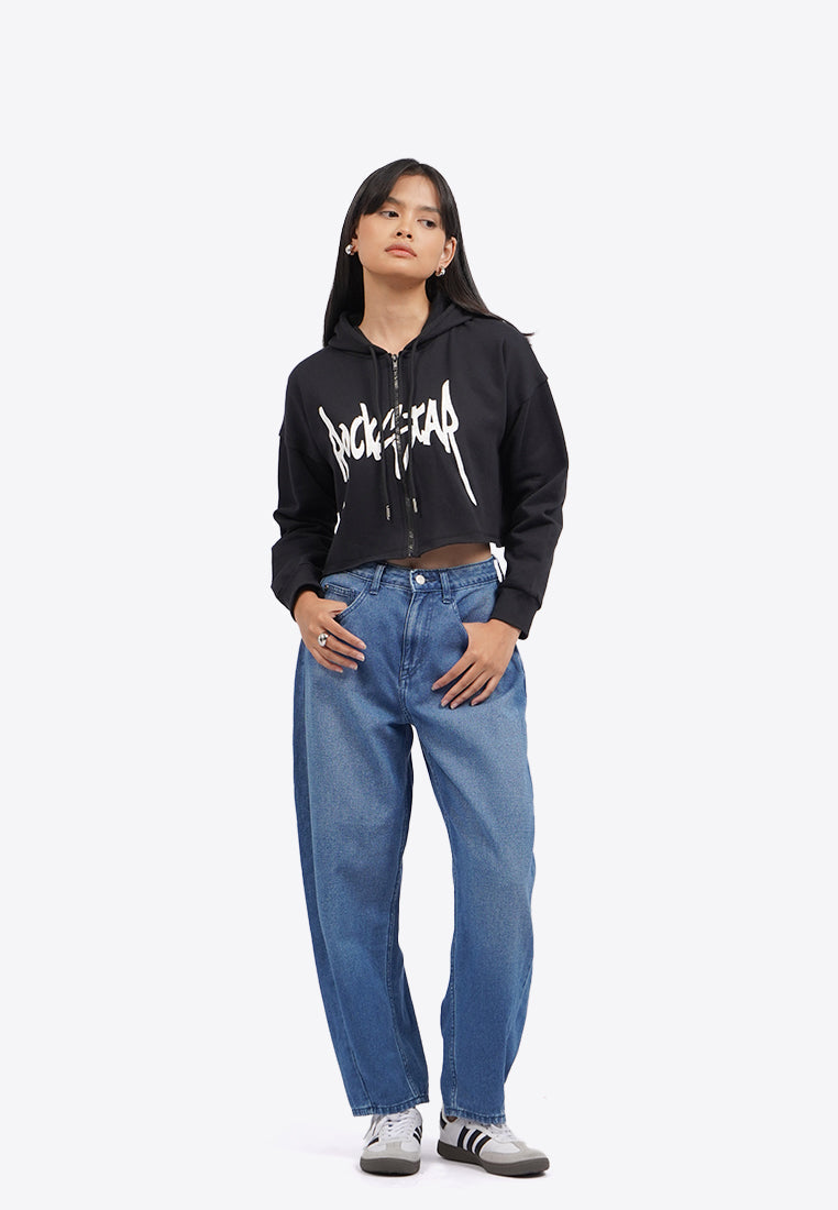 Graohic Crop Hoodie Jacket