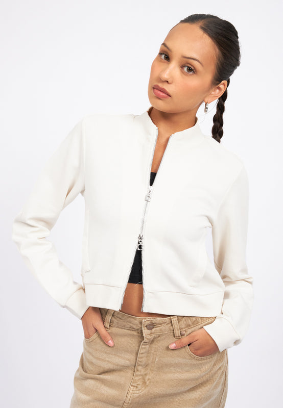 Two Way Zip Fitted Crop Jacket