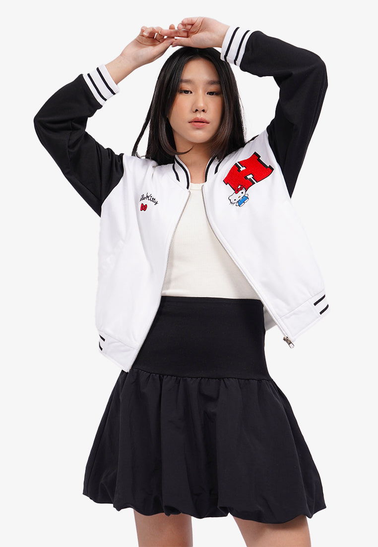 Hello Kitty Oversized Varsity Jacket Off White