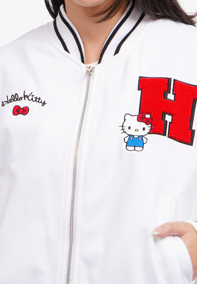 Hello Kitty Oversized Varsity Jacket Off White