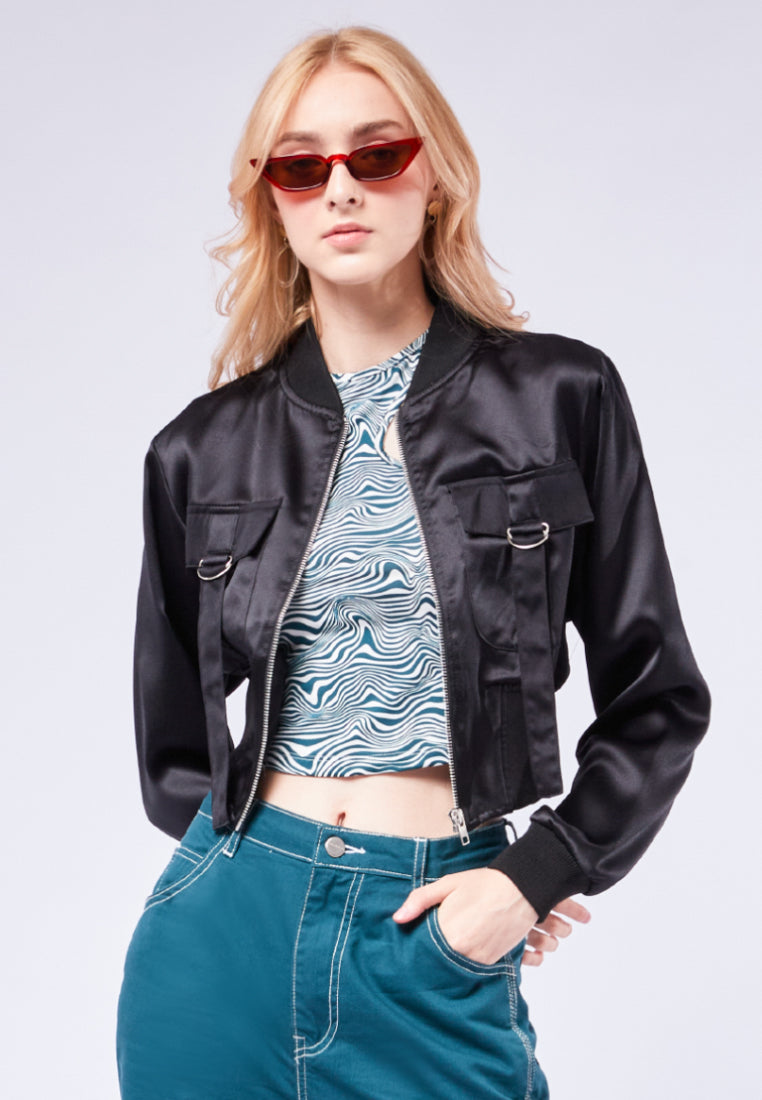 Bomber Jacket with Cargo Pocket Details