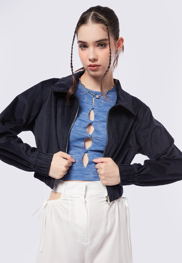 Zip Up Crop Denim Jacket
