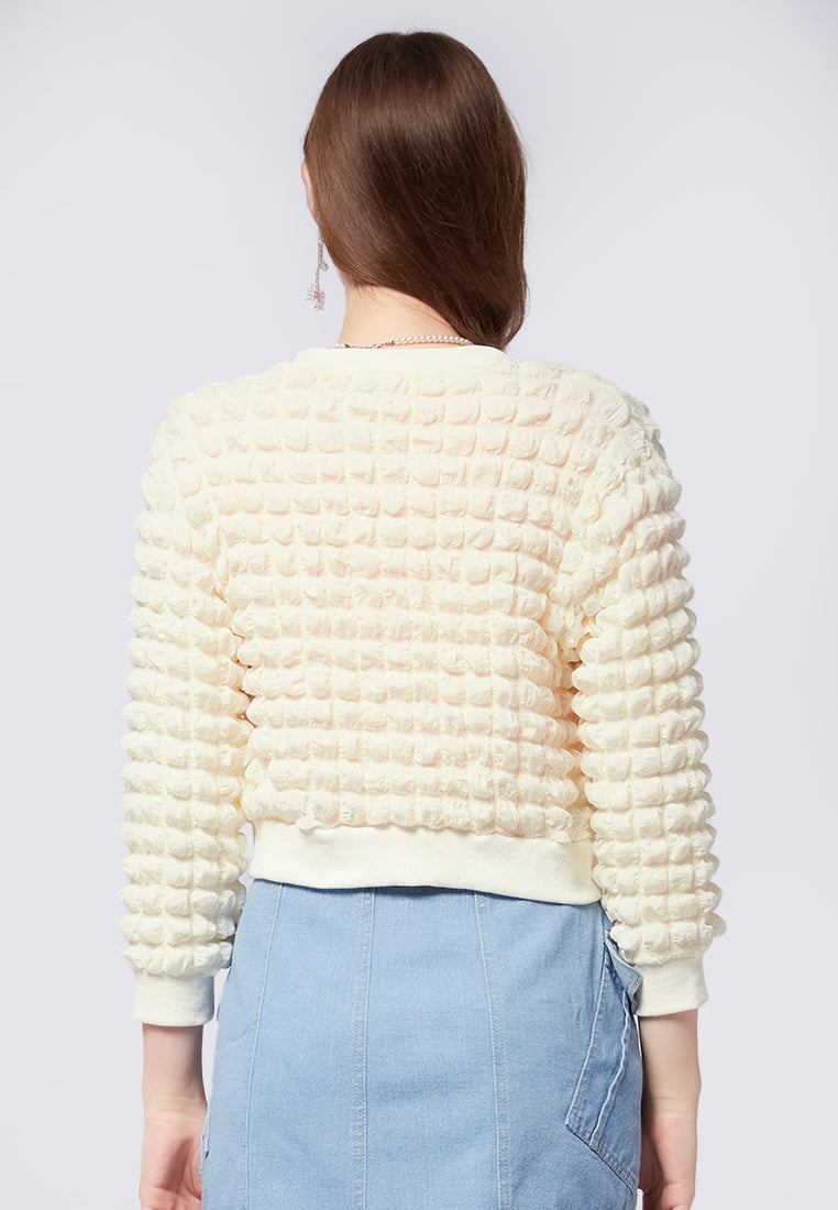 Long Sleeeve Quilted Jacket White