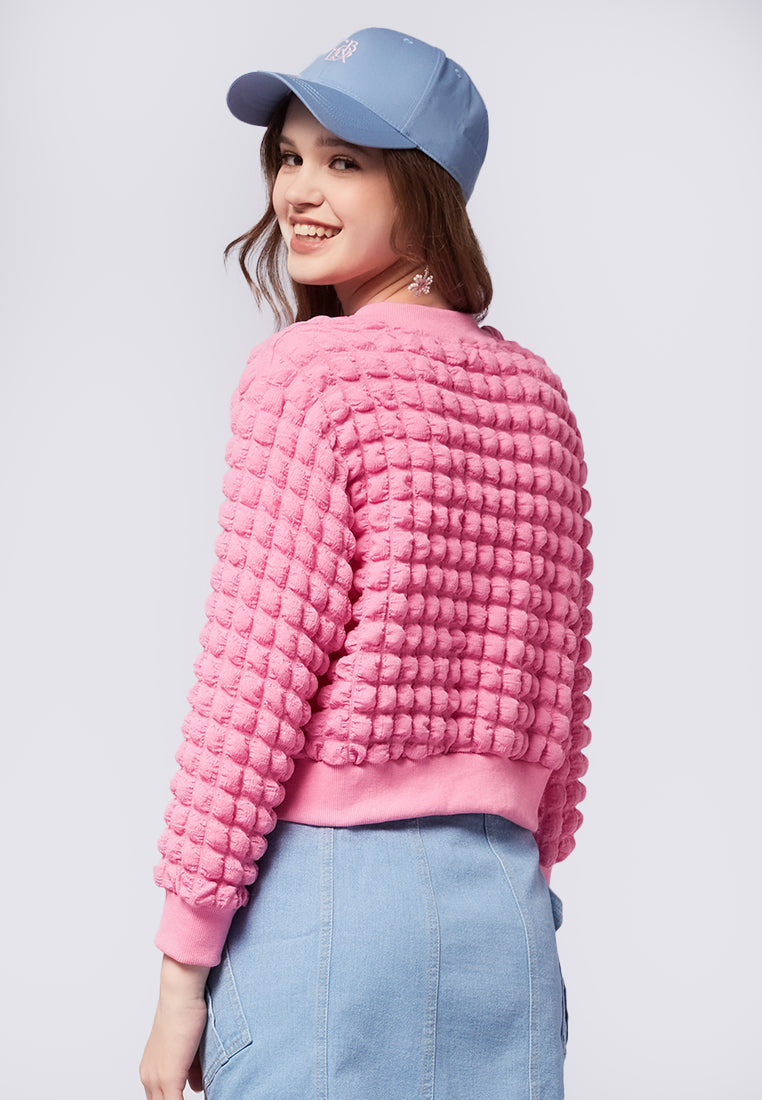 Long Sleeeve Quilted Jacket Pink