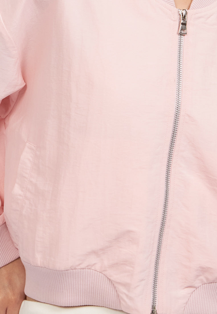 Parachute Crop Bomber Jacket L.Pink