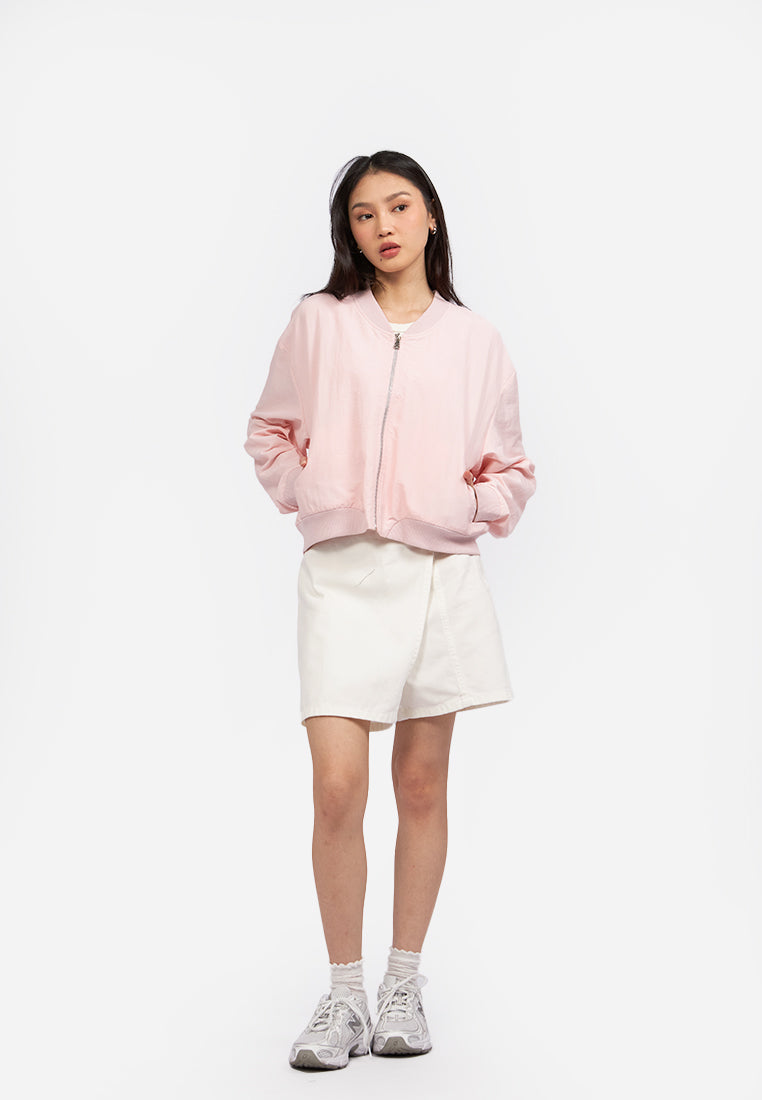 Parachute Crop Bomber Jacket L.Pink