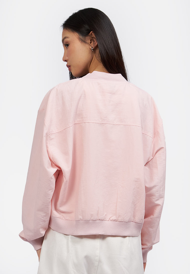 Parachute Crop Bomber Jacket L.Pink